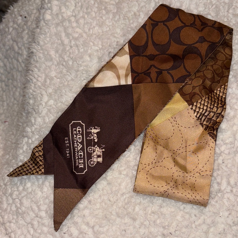 Coach Brown and Tan Patterned twilly